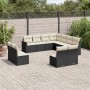 Set Divani da Giardino 11 pz con Cuscini in Polyrattan Nero