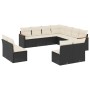 Set Divani da Giardino 11 pz con Cuscini in Polyrattan Nero