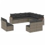 Set Divani da Giardino 11 pz con Cuscini in Polyrattan Grigio