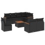 Set Divani da Giardino 9 pz con Cuscini Nero in Polyrattan