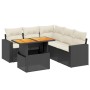 Set Divano da Giardino 6 pz con Cuscini Nero in Polyrattan