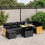 Set Divani da Giardino con Cuscini 8 pz Nero in Polyrattan