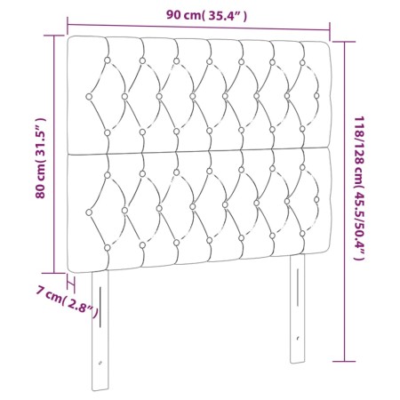 Testiera 2 pz Tortora 90x7x78/88 cm in Tessuto