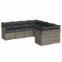 Set Divano da Giardino 8 pz con Cuscini Grigio in Polyrattan