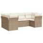 Set Divano da Giardino 6 pz con Cuscini Beige in Polyrattan