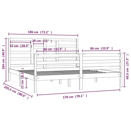 Giroletto Bianco in Legno Massello 180x200 cm Super King