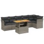 Set Divani da Giardino 7 pz con Cuscini Grigio in Polyrattan