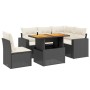 Set Divano da Giardino 6 pz con Cuscini Nero in Polyrattan