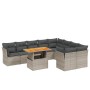 Set Divano da Giardino 10 pz con Cuscini Grigio in Polyrattan