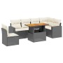 Set Divani da Giardino con Cuscini 7pz Nero Polyrattan