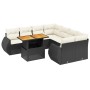 Set Divani da Giardino 9 pz con Cuscini Nero in Polyrattan