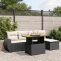 Set Divano da Giardino 6 pz con Cuscini Nero in Polyrattan