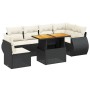 Set Divani da Giardino con Cuscini 7pz Nero Polyrattan