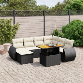 Set Divani da Giardino con Cuscini 8 pz Nero in Polyrattan