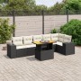 Set Divani da Giardino con Cuscini 7pz Nero Polyrattan