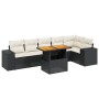 Set Divani da Giardino con Cuscini 7pz Nero Polyrattan