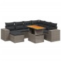 Set Divano da Giardino 8 pz con Cuscini Grigio in Polyrattan