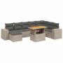 Set Divano da Giardino 9 pz con Cuscini Grigio in Polyrattan