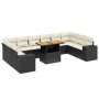 Set Divani da Giardino 11 pz con Cuscini in Polyrattan Nero