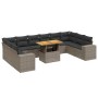 Set Divani da Giardino 11 pz con Cuscini in Polyrattan Grigio