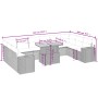 Set Divani da Giardino 11 pz con Cuscini in Polyrattan Grigio