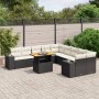 Set Divani da Giardino 11 pz con Cuscini in Polyrattan Nero