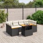 Set Divani da Giardino con Cuscini 7pz Nero Polyrattan