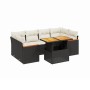 Set Divani da Giardino con Cuscini 7pz Nero Polyrattan