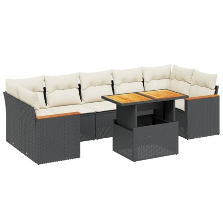 Set Divani da Giardino con Cuscini 8 pz Nero in Polyrattan