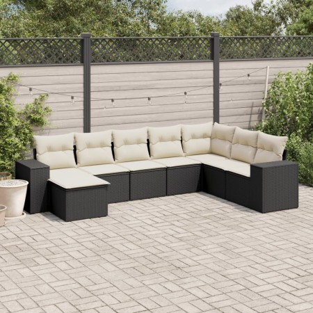 Set Divani da Giardino con Cuscini 8 pz Nero in Polyrattan