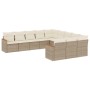 Set Divani da Giardino 11 pz con Cuscini Beige in Polyrattan