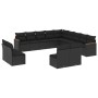 Set Divani da Giardino 13pz con Cuscini Nero in Polyrattan