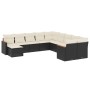 Set Divani da Giardino 11 pz con Cuscini in Polyrattan Nero