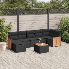 Set Divani da Giardino con Cuscini 8 pz Nero in Polyrattan