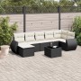 Set Divani da Giardino con Cuscini 7pz Nero Polyrattan