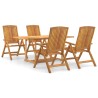 Set da Pranzo per Giardino 5 pz in Legno Massello di Teak