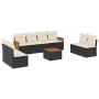 Set Divani da Giardino 9 pz con Cuscini Nero in Polyrattan