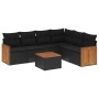 Set Divani da Giardino con Cuscini 7pz Nero Polyrattan