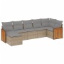 Set Divani da Giardino 7 pz con Cuscini Beige in Polyrattan