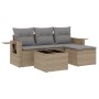 Set Divano da Giardino 4 pz con Cuscini Beige in Polyrattan