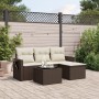 Set Divano da Giardino 4 pz con Cuscini Marrone in Polyrattan