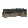 Set Divano da Giardino 5 pz con Cuscini Grigio in Polyrattan