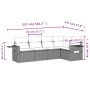 Set Divano da Giardino 5 pz con Cuscini Grigio in Polyrattan