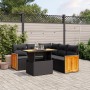 Set Divano da Giardino 6 pz con Cuscini Nero in Polyrattan