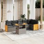 Set Divani da Giardino 7 pz con Cuscini Grigio in Polyrattan