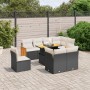 Set Divani da Giardino 9 pz con Cuscini Nero in Polyrattan