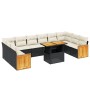 Set Divani da Giardino 11 pz con Cuscini in Polyrattan Nero