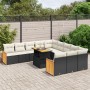 Set Divani da Giardino 11 pz con Cuscini in Polyrattan Nero