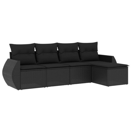 Set Divani da Giardino 5 pz con Cuscini in Polyrattan Nero