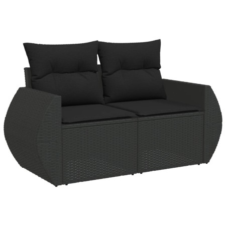 Set Divani da Giardino 5 pz con Cuscini in Polyrattan Nero